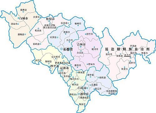 吉林省地级市地图全图图片